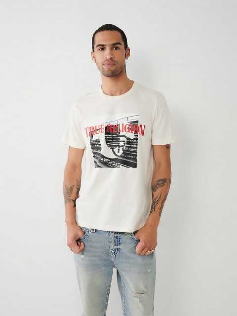 Camiseta True Religion True Estampadas Hombre Blancas | Colombia-WLSKMNJ91