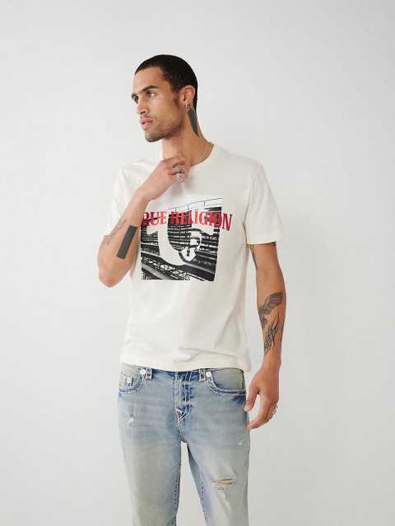 Camiseta True Religion True Estampadas Hombre Blancas | Colombia-WLSKMNJ91