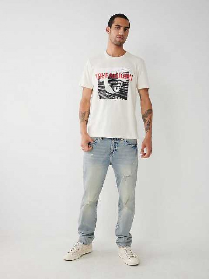 Camiseta True Religion True Estampadas Hombre Blancas | Colombia-WLSKMNJ91