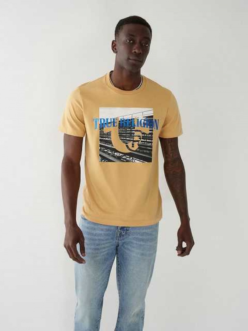 Camiseta True Religion True Estampadas Hombre Amarillo Oscuro | Colombia-RQZHYWT54