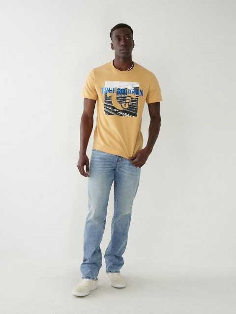 Camiseta True Religion True Estampadas Hombre Amarillo Oscuro | Colombia-RQZHYWT54