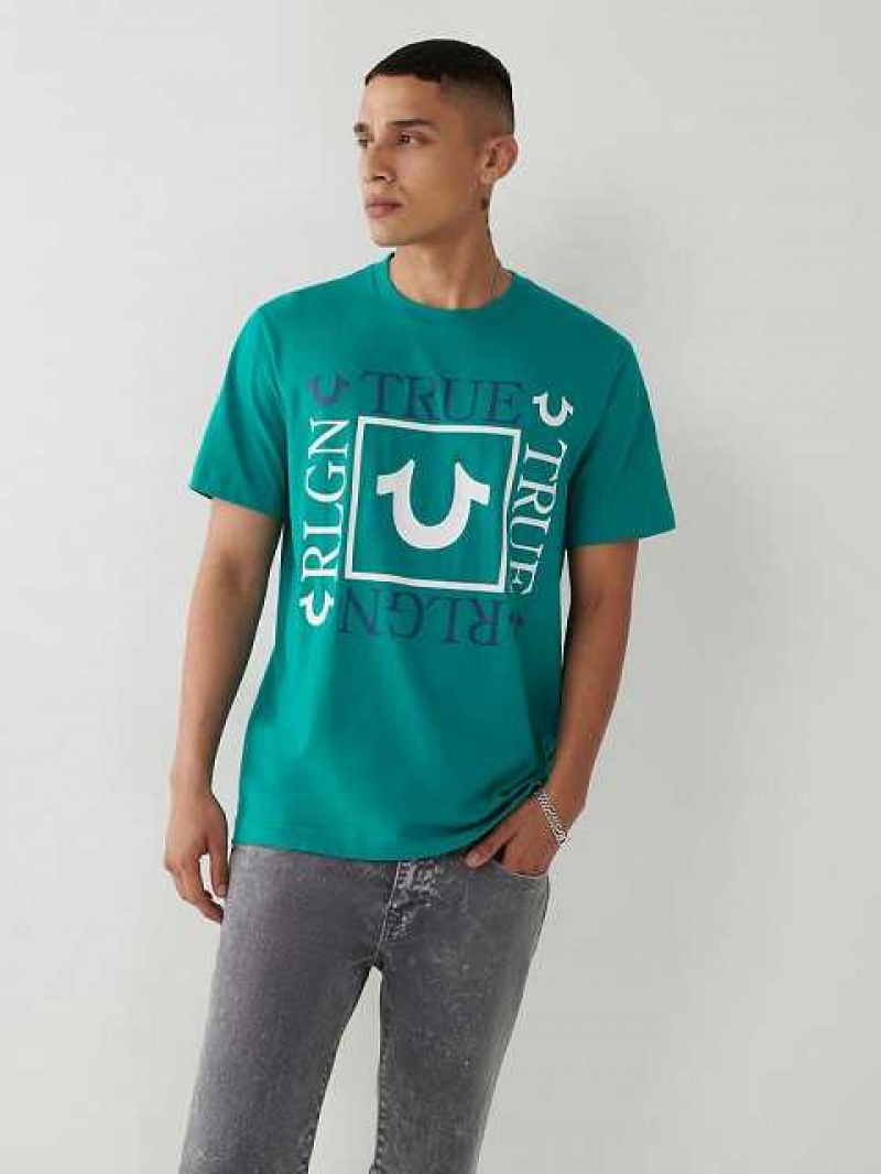 Camiseta True Religion True Logo Hombre Verde | Colombia-VDRKHST98