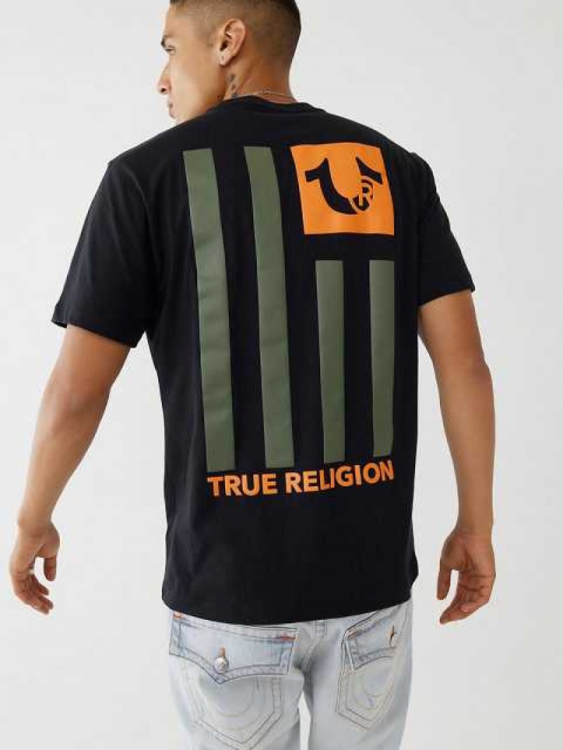 Camiseta True Religion True Logo Hombre Negras | Colombia-UAERTIN81