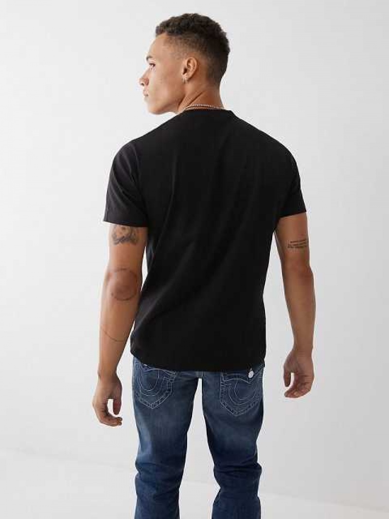 Camiseta True Religion True Logo Hombre Negras | Colombia-PUCYASF74