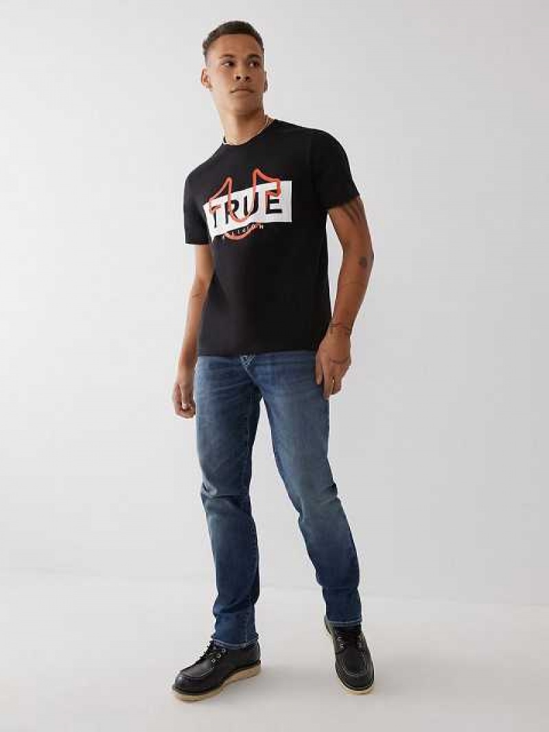 Camiseta True Religion True Logo Hombre Negras | Colombia-PUCYASF74