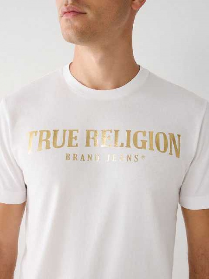 Camiseta True Religion True Logo Hombre Blancas | Colombia-HRMBLSJ38