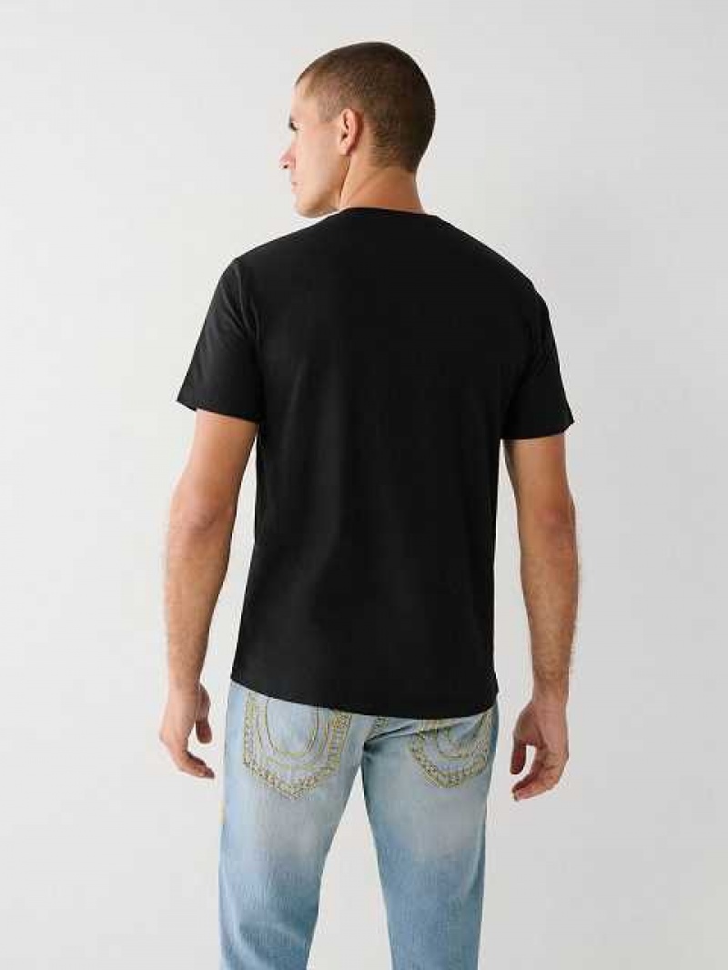 Camiseta True Religion True Logo Hombre Negras | Colombia-WJAMCVO86