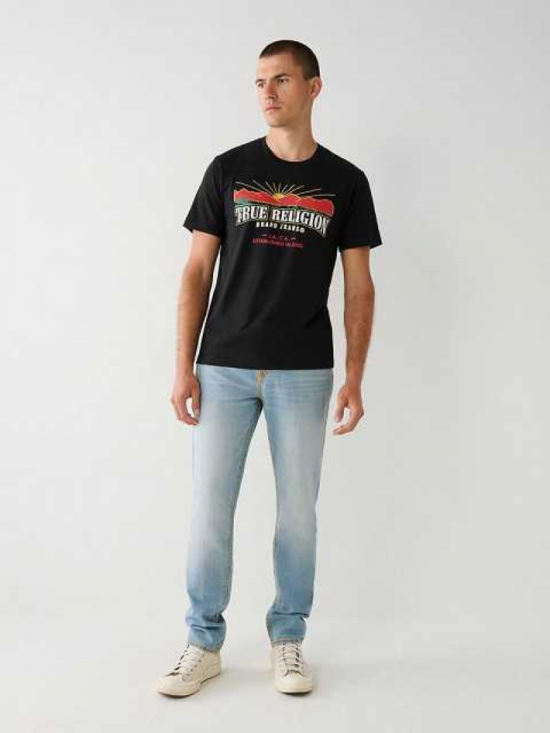 Camiseta True Religion True Logo Hombre Negras | Colombia-WJAMCVO86