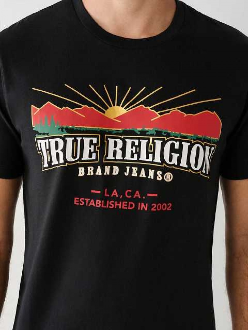 Camiseta True Religion True Logo Hombre Negras | Colombia-WJAMCVO86