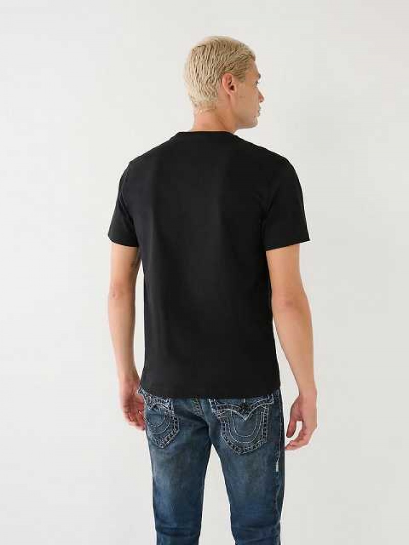 Camiseta True Religion True Logo Hombre Negras | Colombia-ZOVGUML63