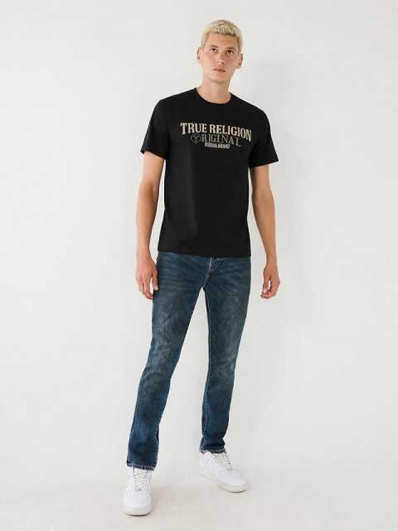 Camiseta True Religion True Logo Hombre Negras | Colombia-ZOVGUML63