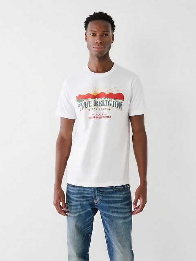 Camiseta True Religion True Logo Hombre Blancas | Colombia-UJNBWDI39