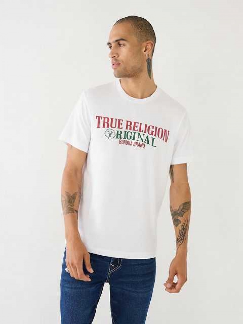 Camiseta True Religion True Logo Hombre Blancas | Colombia-OWNZJIF57