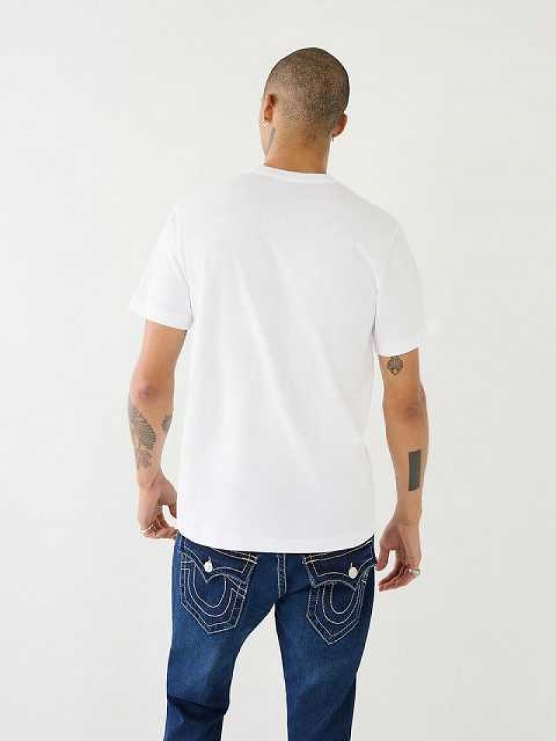 Camiseta True Religion True Logo Hombre Blancas | Colombia-OWNZJIF57