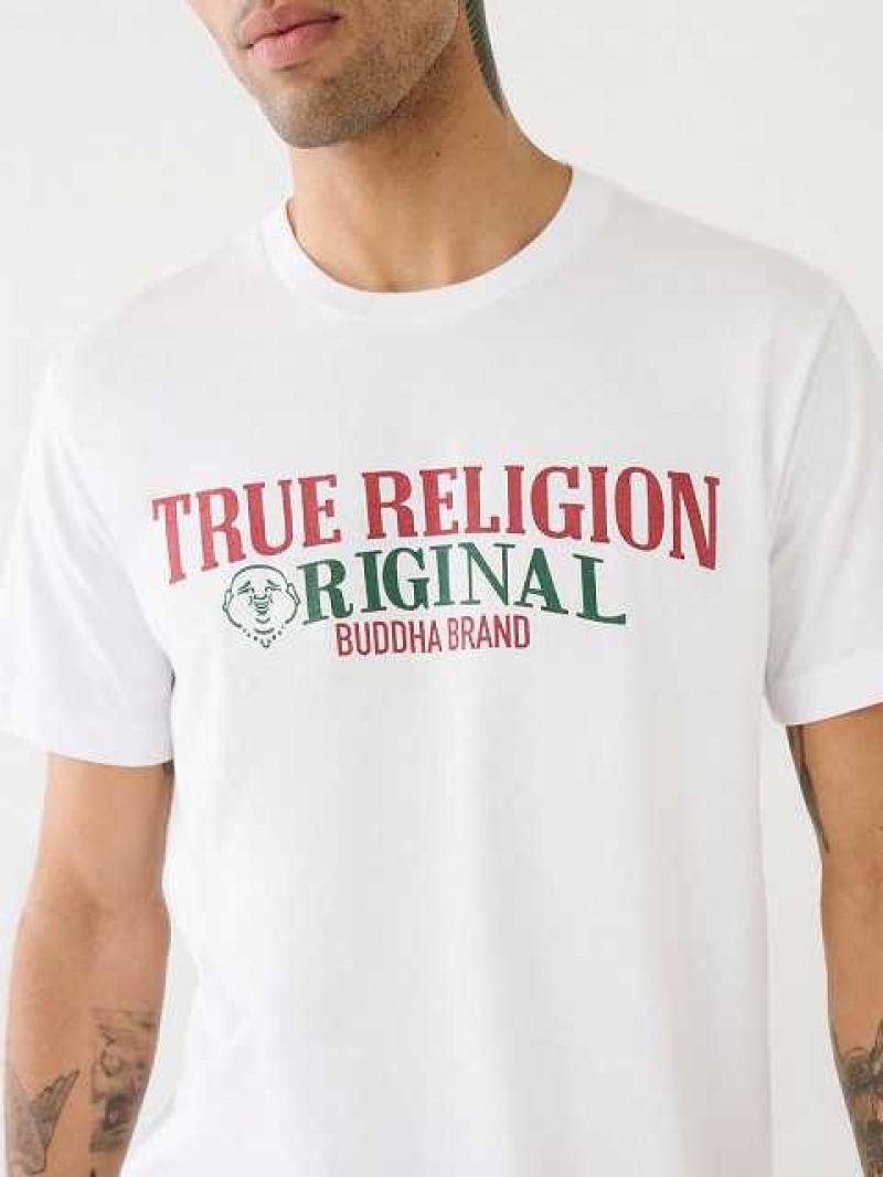 Camiseta True Religion True Logo Hombre Blancas | Colombia-OWNZJIF57