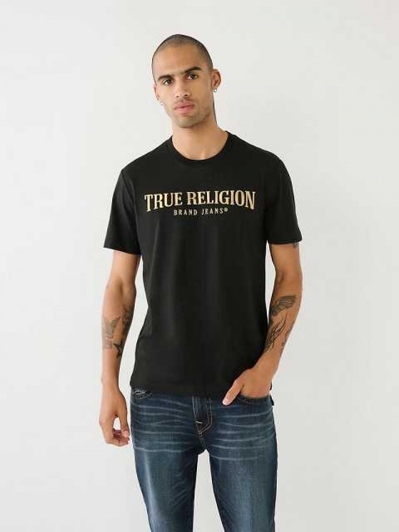 Camiseta True Religion True Logo Hombre Negras | Colombia-YDIGSPC64