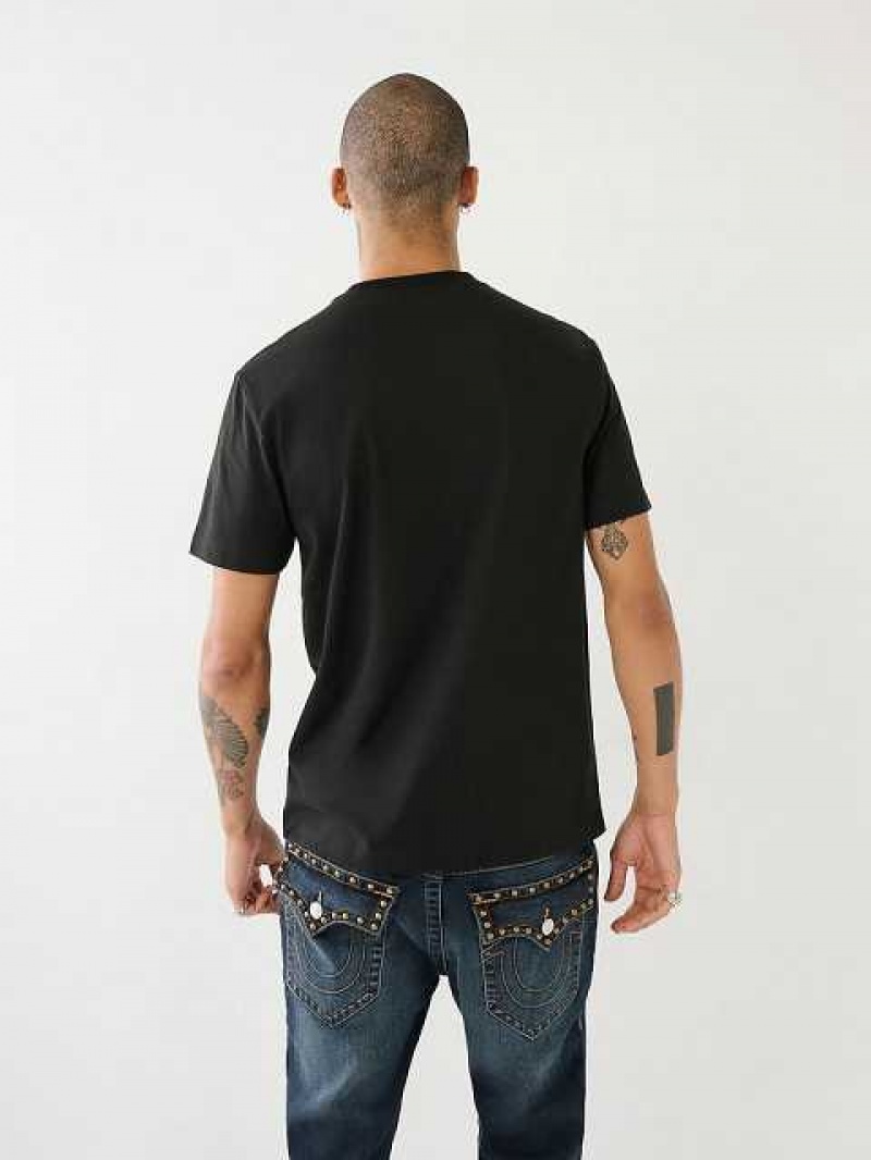 Camiseta True Religion True Logo Hombre Negras | Colombia-YDIGSPC64