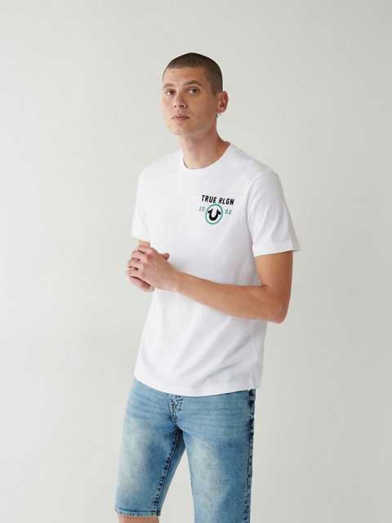 Camiseta True Religion True Logo Hombre Blancas | Colombia-NVASEFG18