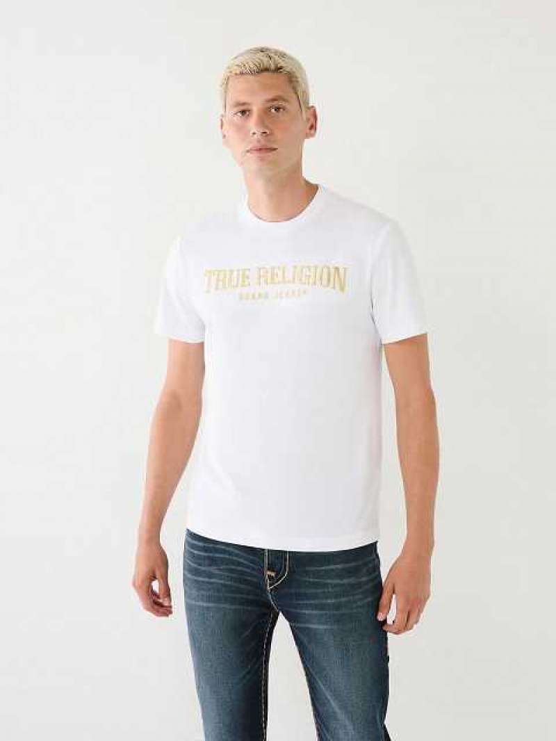 Camiseta True Religion True Logo Hombre Blancas | Colombia-RVZDYGI03