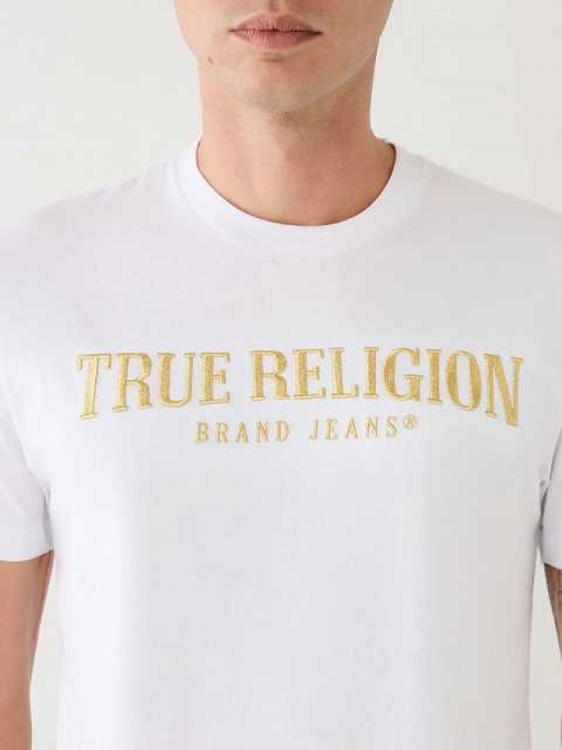 Camiseta True Religion True Logo Hombre Blancas | Colombia-RVZDYGI03