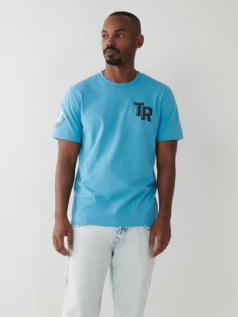 Camiseta True Religion True Logo Hombre Azules | Colombia-JRGDZMY21