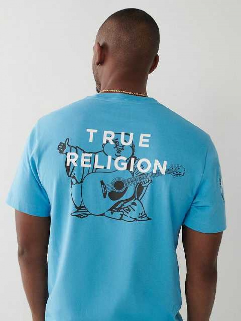 Camiseta True Religion True Logo Hombre Azules | Colombia-JRGDZMY21