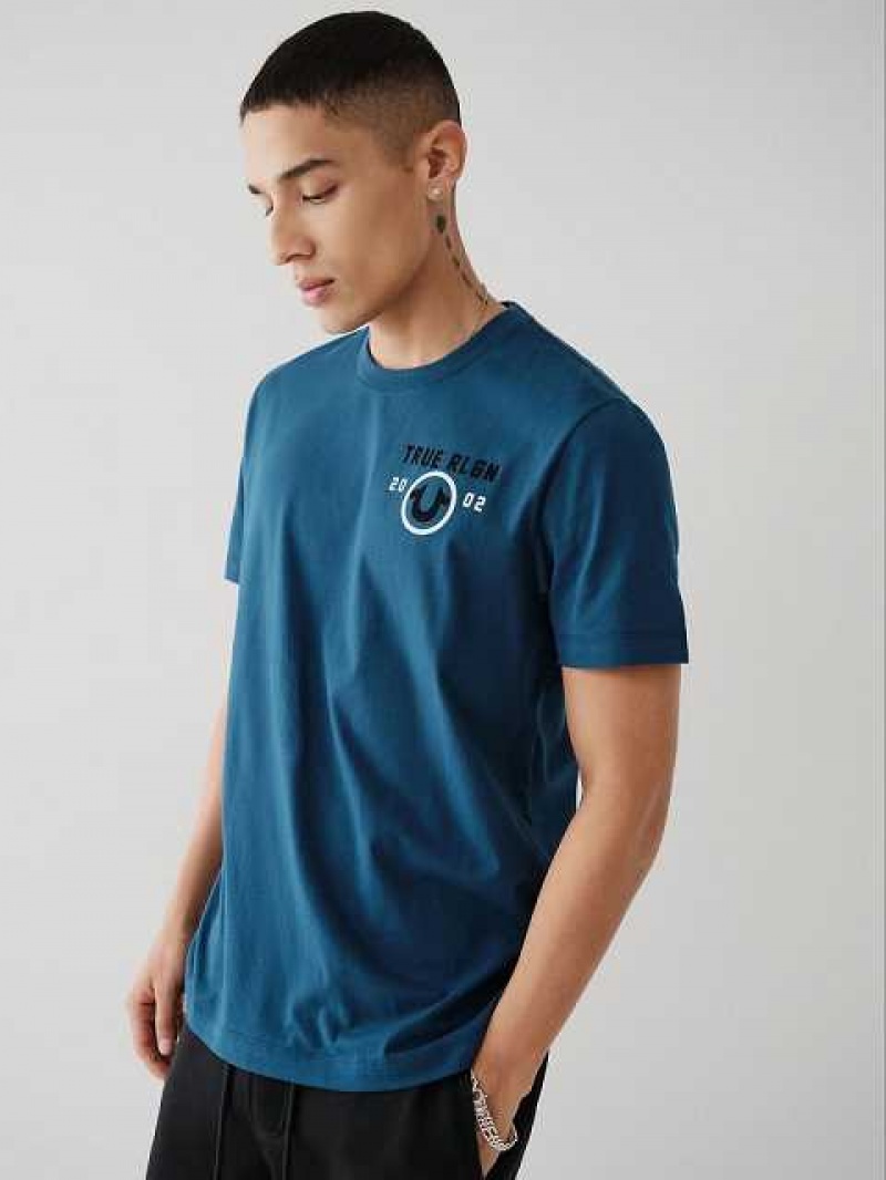 Camiseta True Religion True Logo Hombre Azul Marino Azul Marino | Colombia-PWEXBMI25