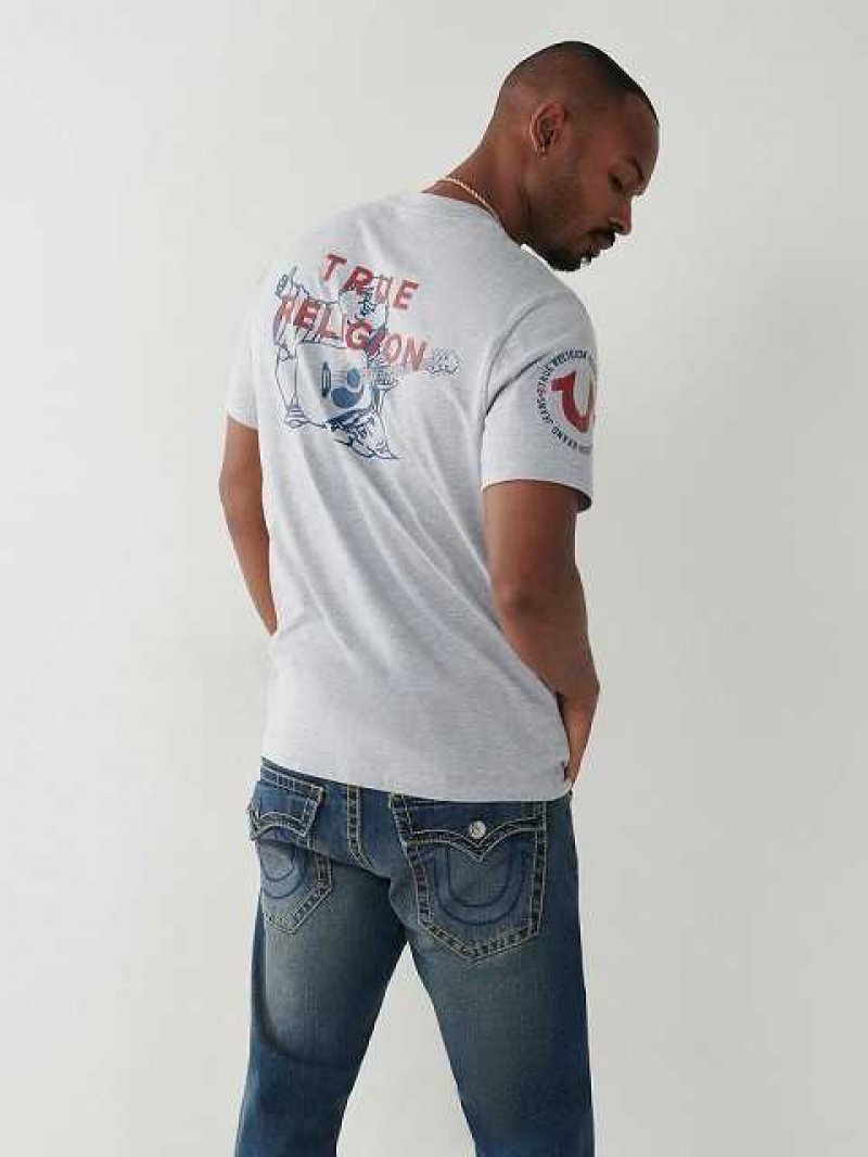 Camiseta True Religion True Logo Hombre Gris | Colombia-BJALPGU43