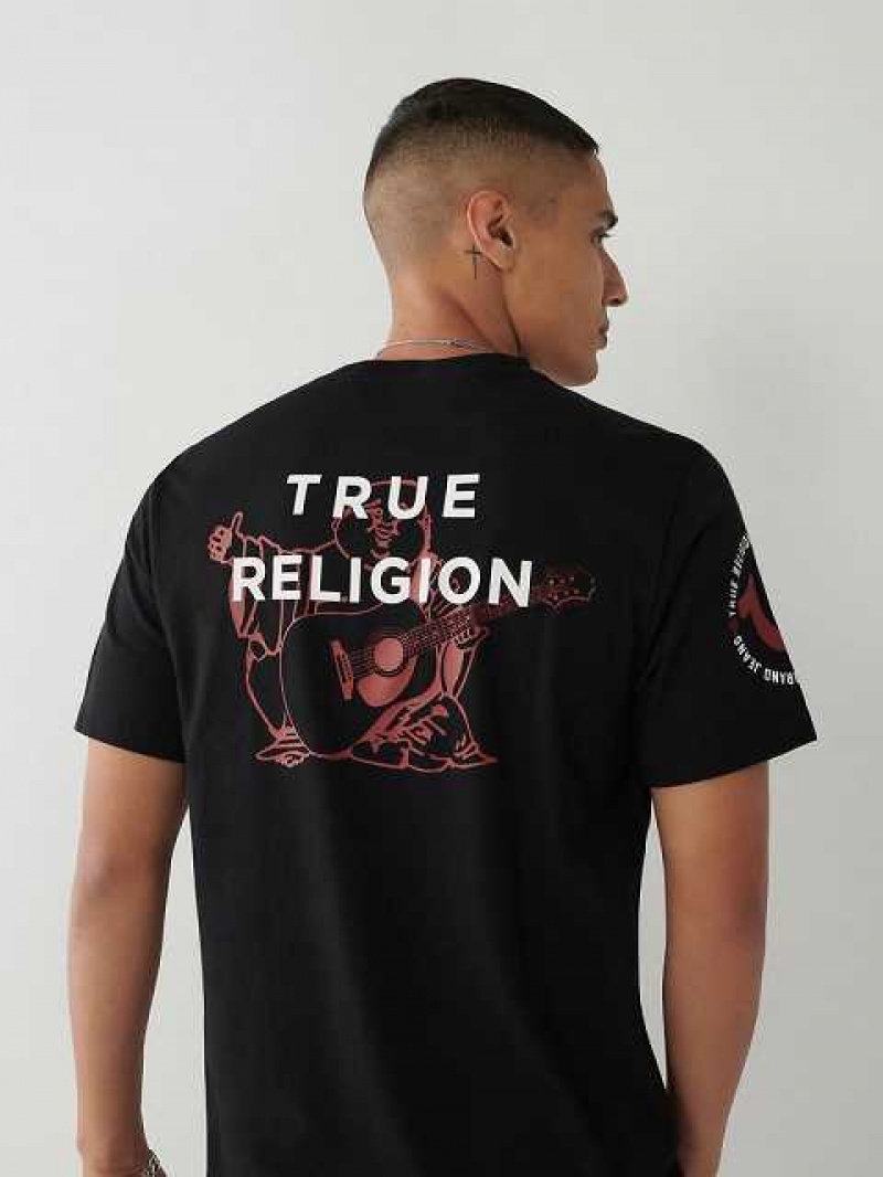 Camiseta True Religion True Logo Hombre Negras | Colombia-NUJCWVD52