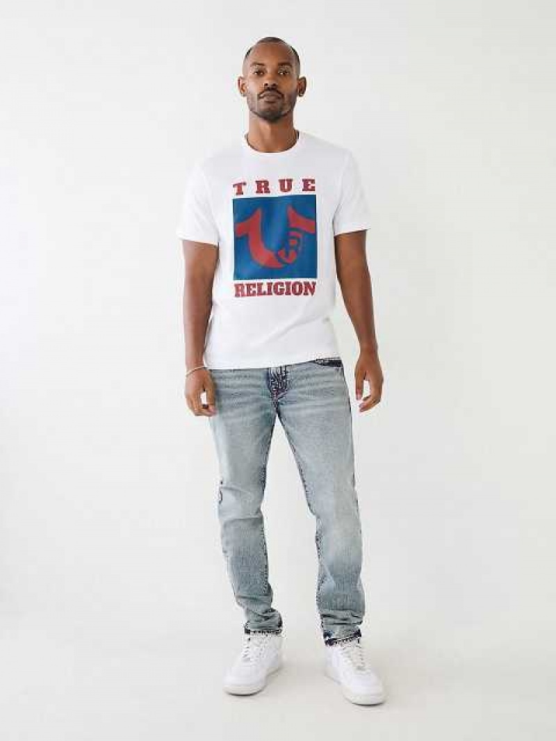 Camiseta True Religion True Logo Hombre Blancas | Colombia-ADCMNHV93