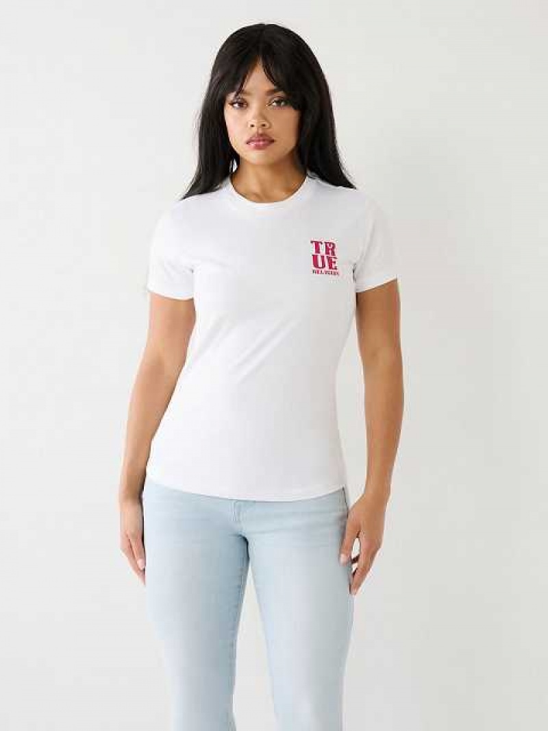 Camiseta True Religion True Logo Mujer Blancas | Colombia-HBKOXTS35