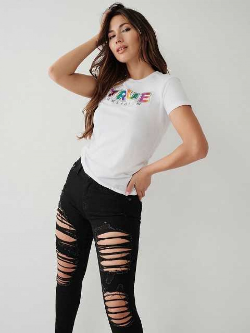 Camiseta True Religion True Logo Mujer Blancas | Colombia-UQJKEIN96