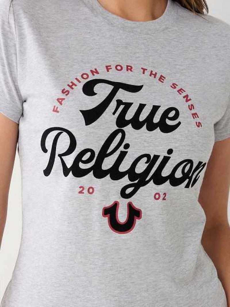 Camiseta True Religion True Logo Mujer Gris | Colombia-ENLTWFV96