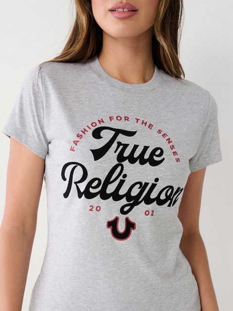 Camiseta True Religion True Logo Mujer Gris | Colombia-ENLTWFV96