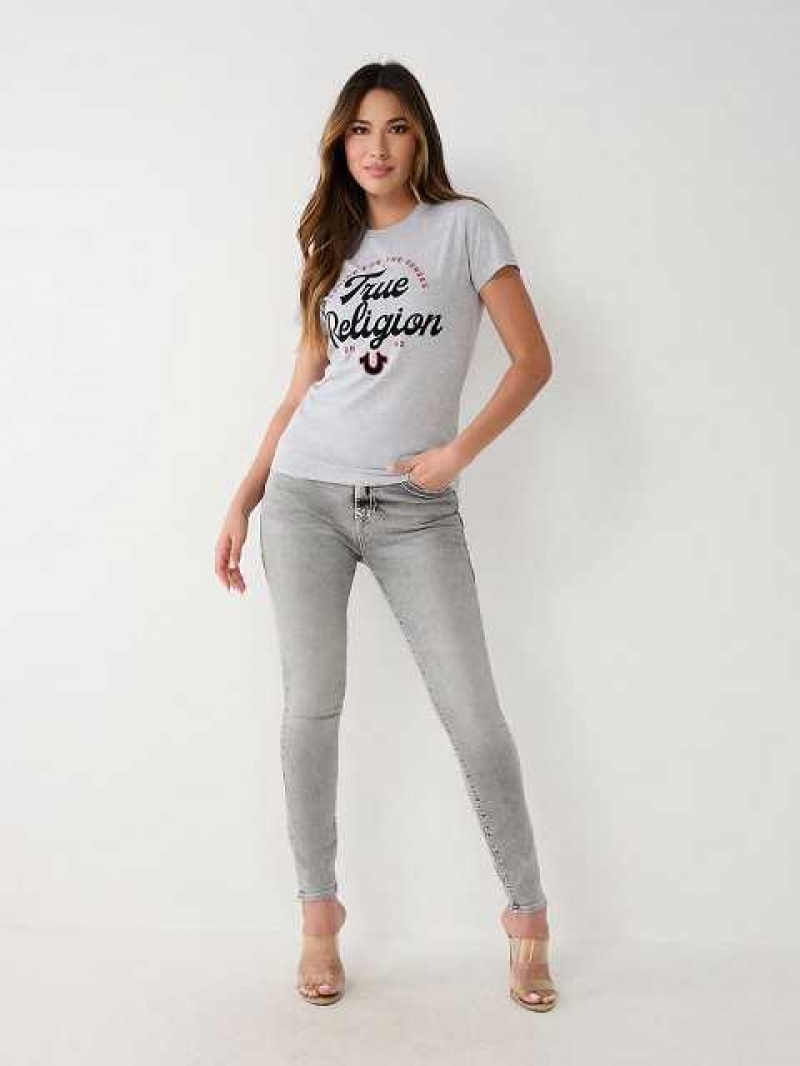 Camiseta True Religion True Logo Mujer Gris | Colombia-ENLTWFV96