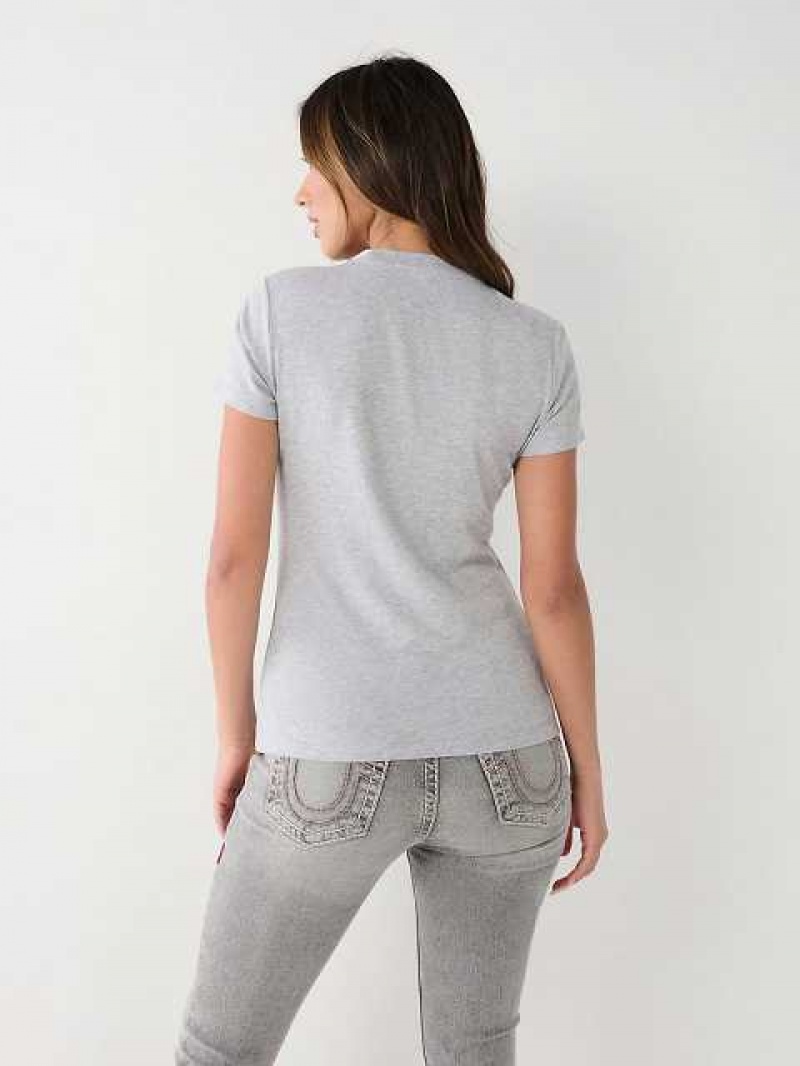 Camiseta True Religion True Logo Mujer Gris | Colombia-ENLTWFV96