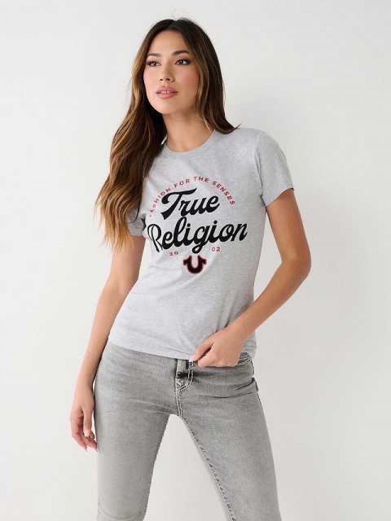 Camiseta True Religion True Logo Mujer Gris | Colombia-ENLTWFV96