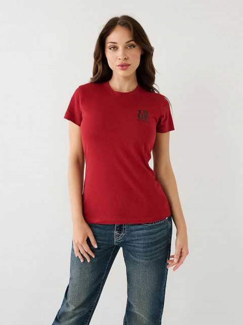 Camiseta True Religion True Logo Mujer Rojas | Colombia-SQMCLNI75