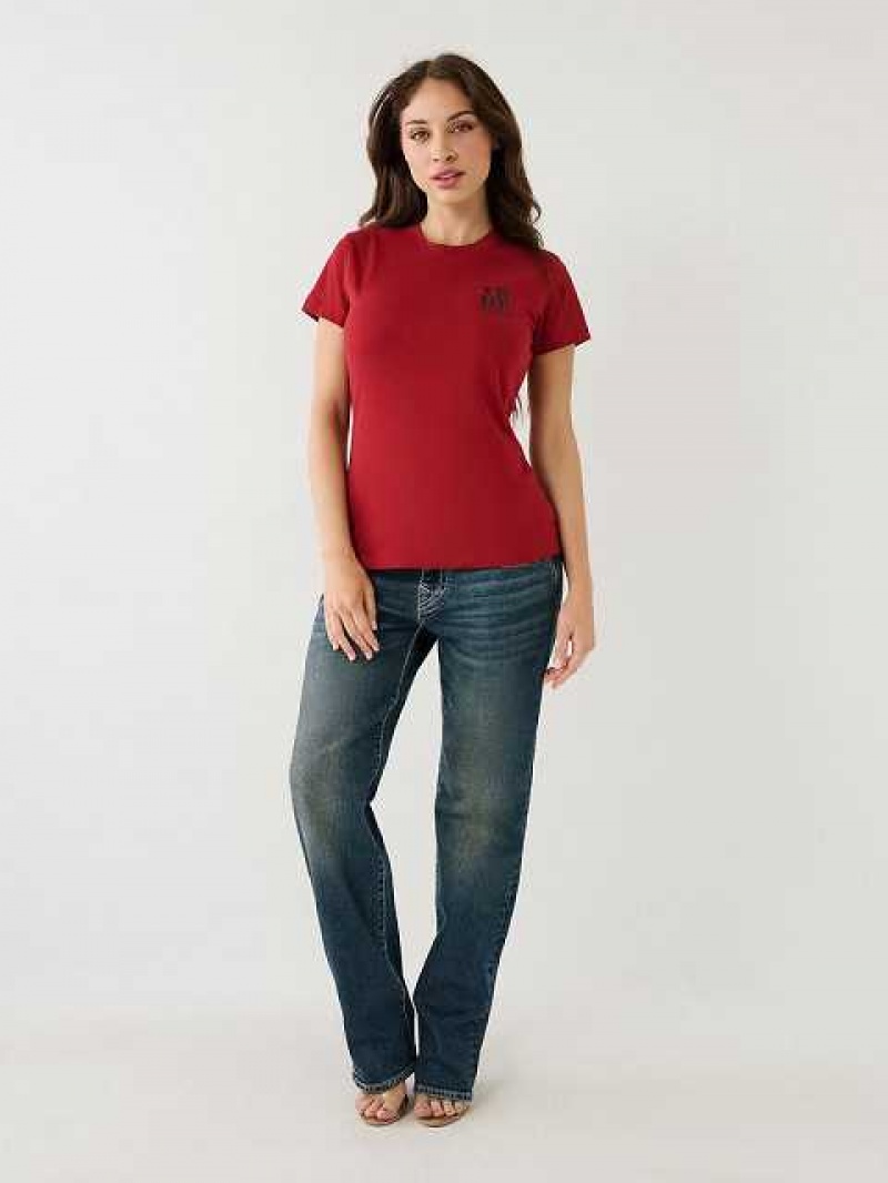 Camiseta True Religion True Logo Mujer Rojas | Colombia-SQMCLNI75