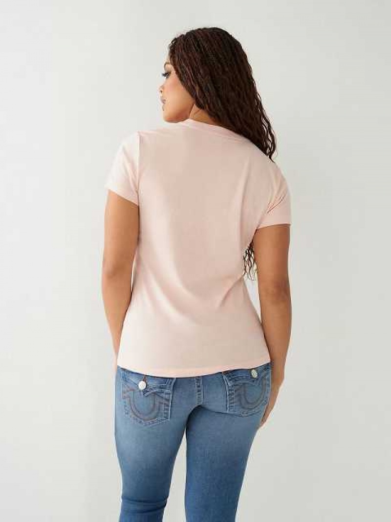 Camiseta True Religion True Logo Mujer Rosas | Colombia-EANCBTY93