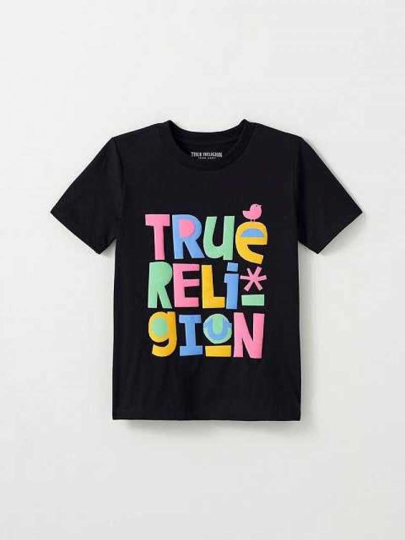 Camiseta True Religion True Niños Negras | Colombia-WLKZVRN08