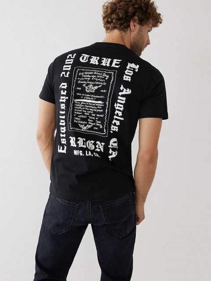 Camiseta True Religion True Note Hombre Negras | Colombia-QAMPUEL84