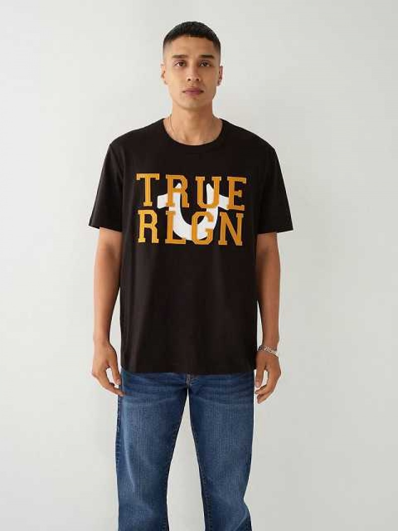 Camiseta True Religion True Relaxed Hombre Negras | Colombia-GJYMLWT89