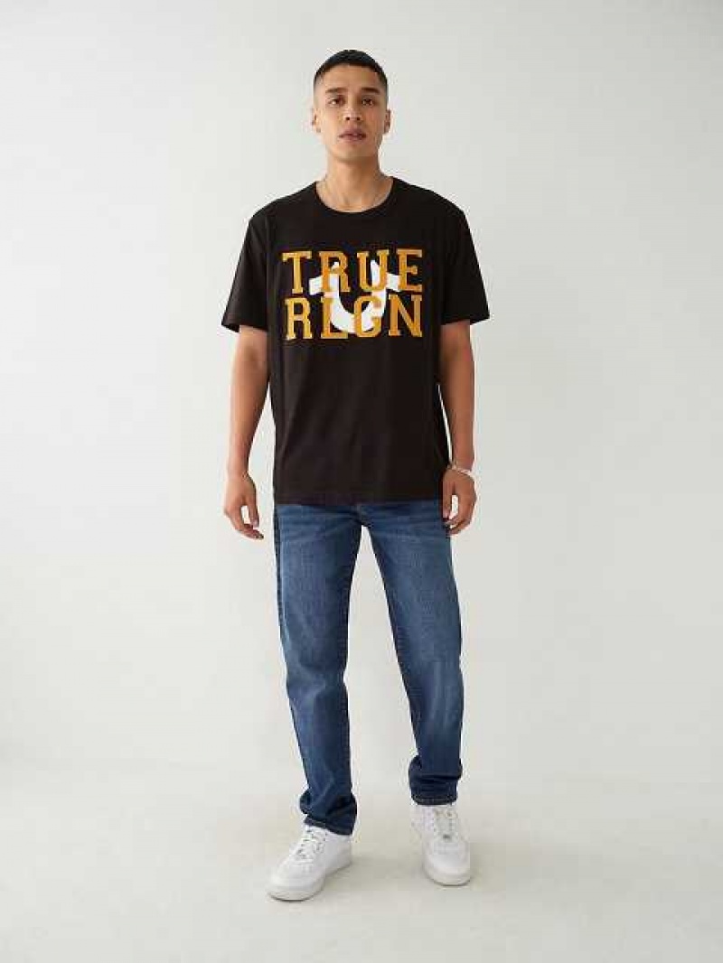 Camiseta True Religion True Relaxed Hombre Negras | Colombia-GJYMLWT89