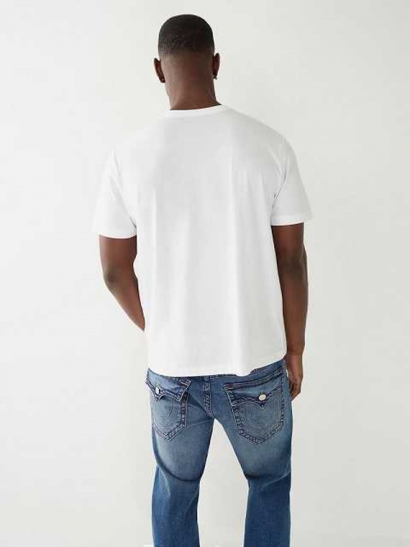 Camiseta True Religion True Relaxed Hombre Blancas | Colombia-FOWRXYI58