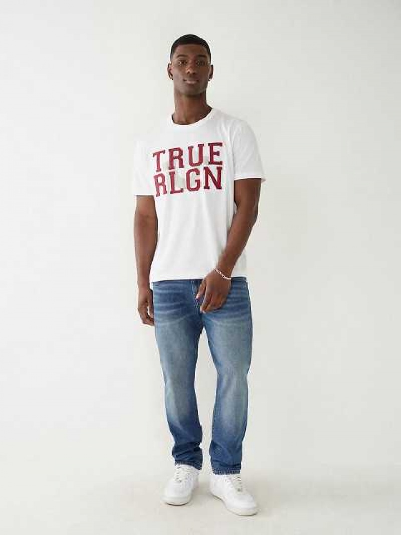 Camiseta True Religion True Relaxed Hombre Blancas | Colombia-FOWRXYI58