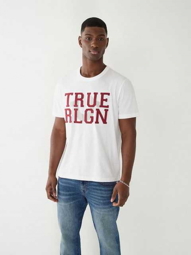 Camiseta True Religion True Relaxed Hombre Blancas | Colombia-FOWRXYI58