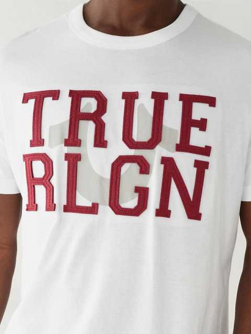 Camiseta True Religion True Relaxed Hombre Blancas | Colombia-FOWRXYI58