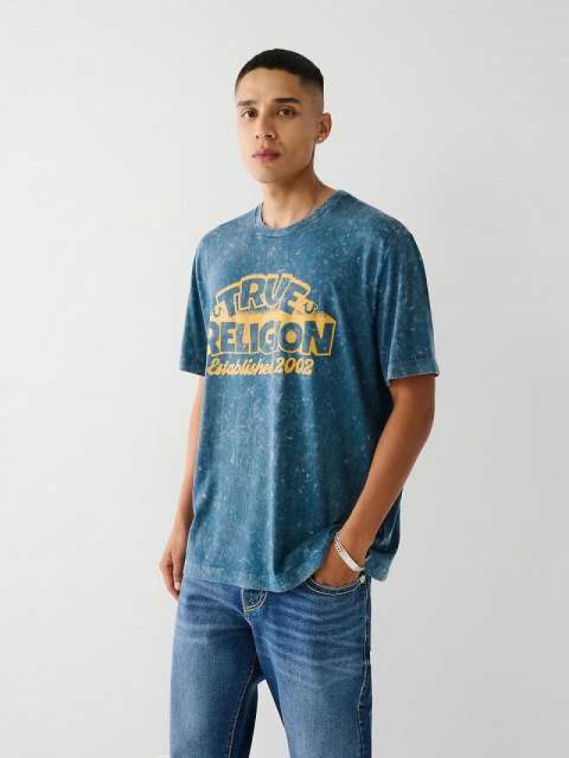 Camiseta True Religion True Relaxed Hombre Azules | Colombia-WKDQRJU46