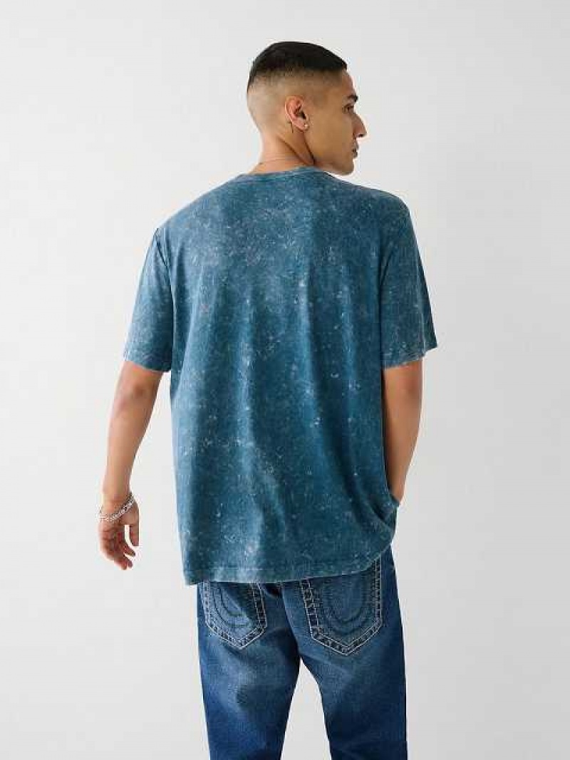 Camiseta True Religion True Relaxed Hombre Azules | Colombia-WKDQRJU46